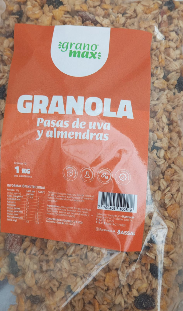 Granola pasas de uva x 1 kilo